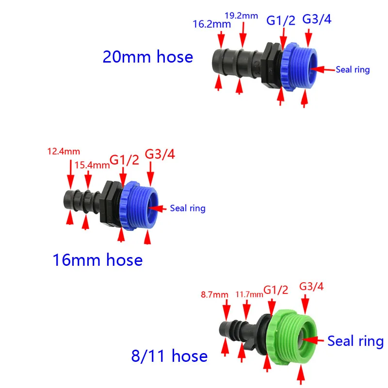 8/11 1/2 3/4 садовый шланг для воды соединитель, кран G1/2 G3/на возраст от 4 до 16 мм 20 мм 8/11 соединения 1/" 3/4" 16 мм шланг 2 шт