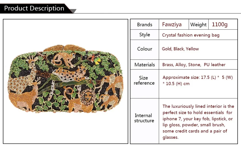 Модный и Модный Стильный клатч Fawziya с изображением леса животных