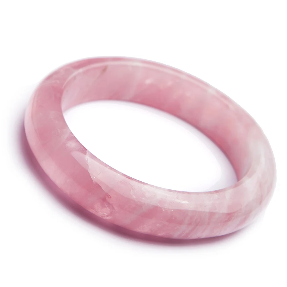 

Top Quality Natural Rose Quartz Madagascar Woman Bangle Bracelet 56mm Crystal Lady 14x9mm Healing Love Stone AAAAA Certificate