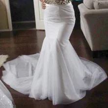 Белые женские юбки-трубы, многоуровневые Макси-юбки в пол, на заказ, с молнией на талии, официальная юбка для вечеринки, юбки для выпускного вечера