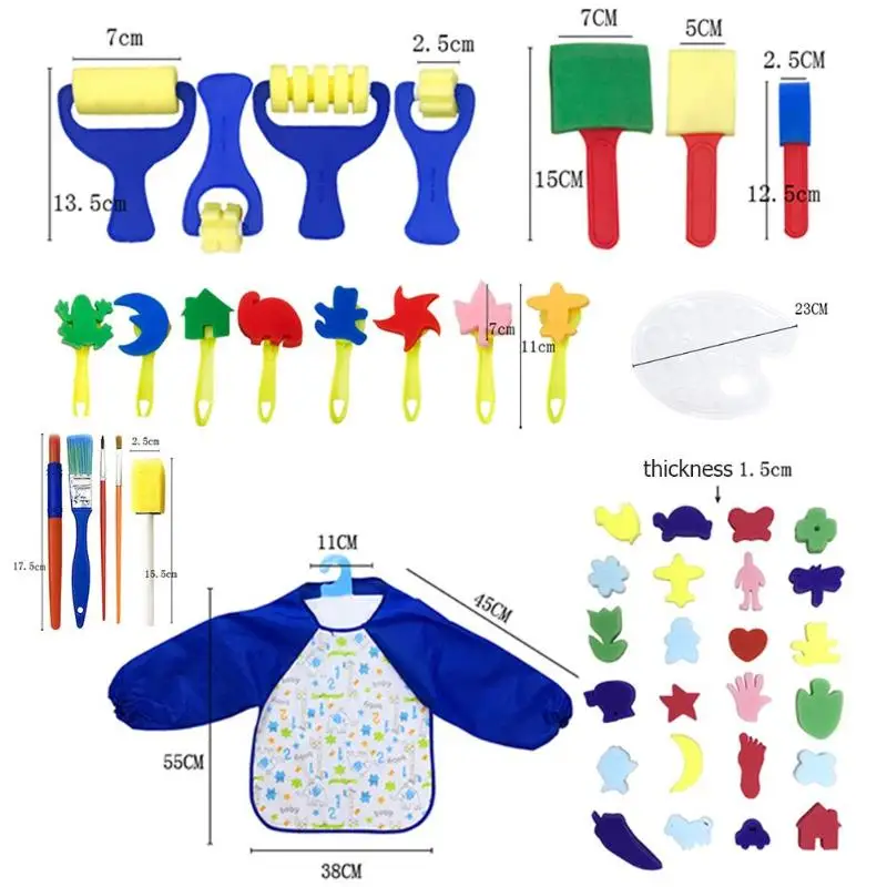 46 шт. губка краски Рисование игрушки Дети DIY палитра губка для граффити товары для рукоделия кисти Краски инструмент обучающая игрушка