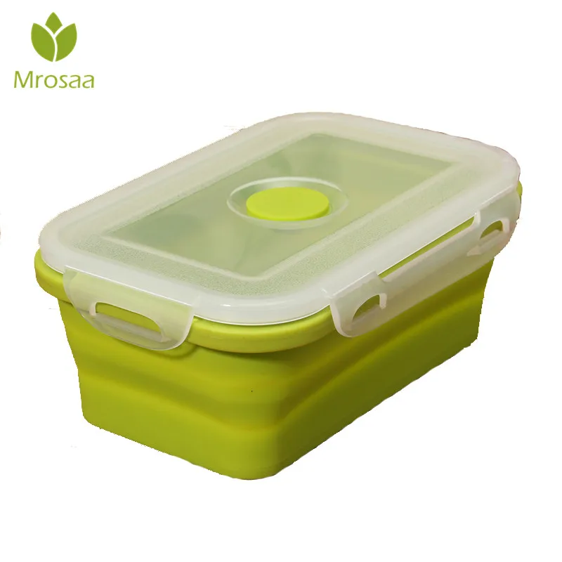 1Pc Silicone Portable Bento Lunchbox Collapsible Folding Food Salad