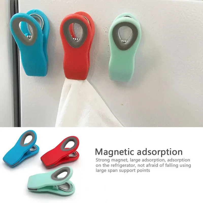 

EZLIFE Clips Magnetic Hanging Clip Snack Storage Seal Sealing Clip Refrigerator Magnetic Clip Note Message Holder Kitchen Gadget