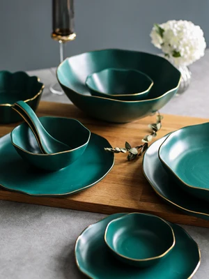 

NIMITIME Japanese Style Retro Western Food Retro Phnom penh Ceramic TablewareHousehold Plate Steak Dish Rice Bowl Tableware