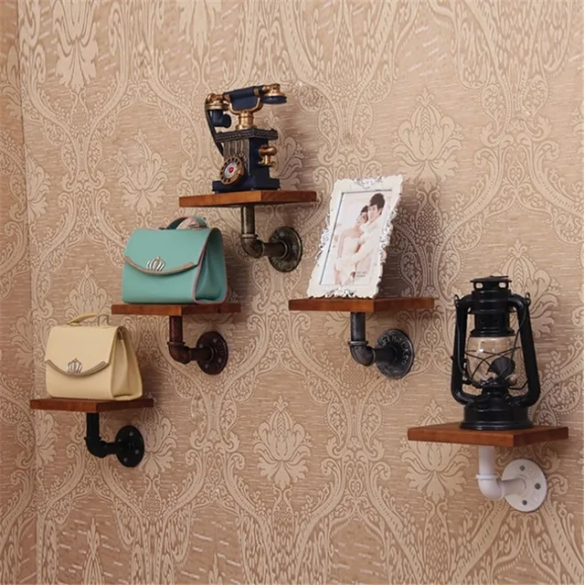 20 15cm American Country Wall Shelf Iron Pipe Wood 20 15cm American Country Wall Shelf Iron Pipe Wood Vintage Flower Stand Bathroom Shelves