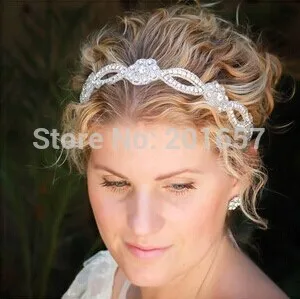 

2018 new Wholesale and Retail fashion handmade flower shape crystal beads bridal wedding party elastic hairband hair accessories