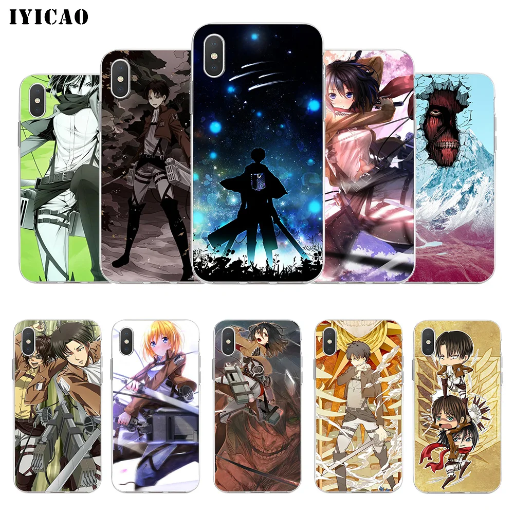 IYICAO Attack on Titan мультяшный Мягкий силиконовый чехол для телефона iPhone X XR XS MAX 6 6s 7 8 Plus 5