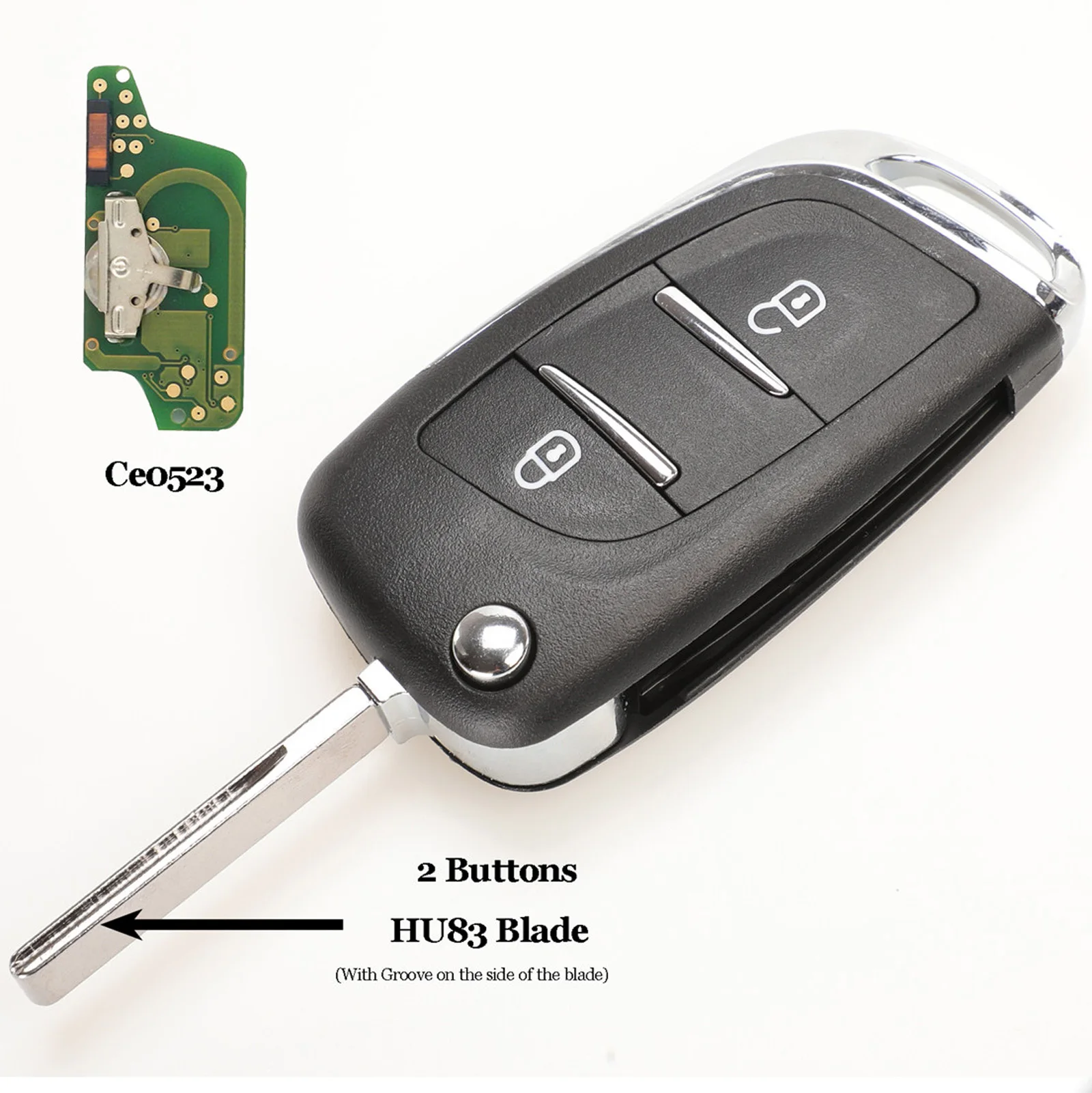 jingyuqin Ce0523 ASK/FSK 2/3 Button Remote Car key For Citroen C2 C3 C4 C5 433Mhz ID46 Modified Flip Folding Car Key Control