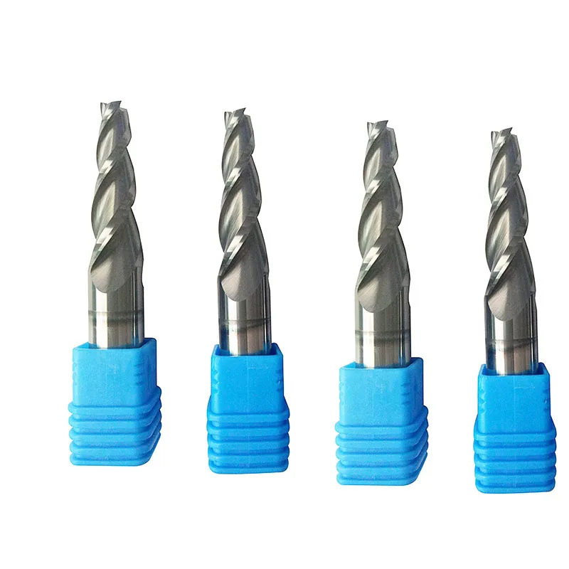 

4PCS/Lot HRC55 R0.25&0.5&0.75&R1*20H*6mm Shank 50L Tungsten solid carbide Tapered Ball Nose End Mill cone CNC Milling cutter