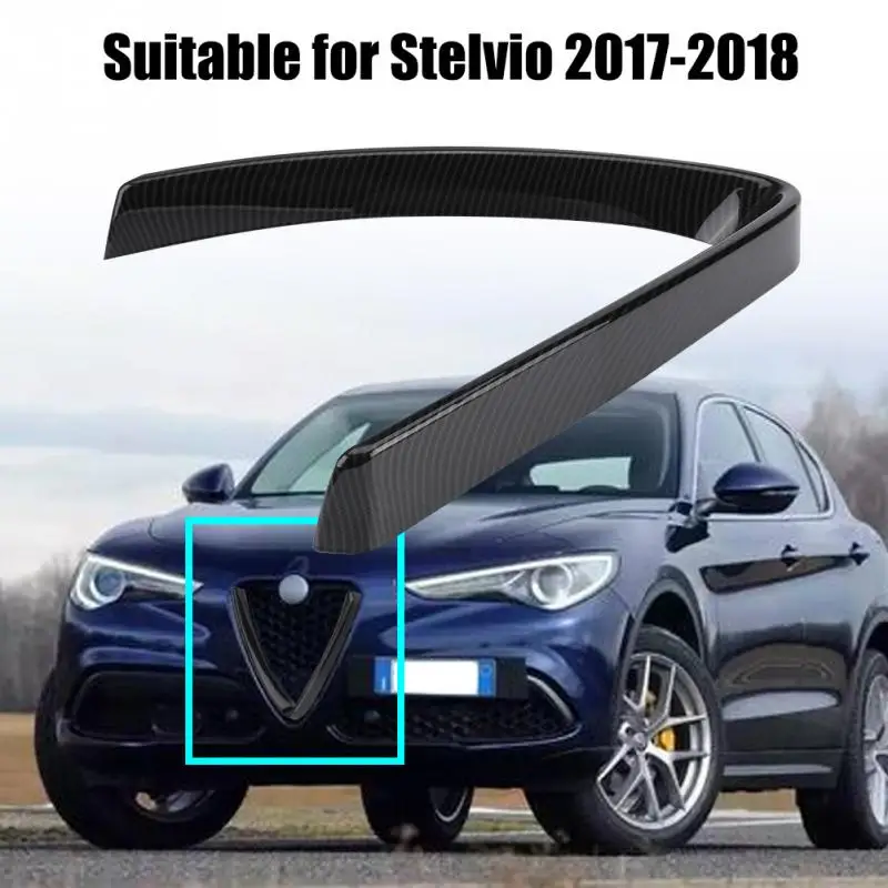 For Alfa Romeo Stelvio 2017-2018 Carbon Fiber ABS Car Racing Grills Front Grill Protective Frame Cover Trim Car Styling