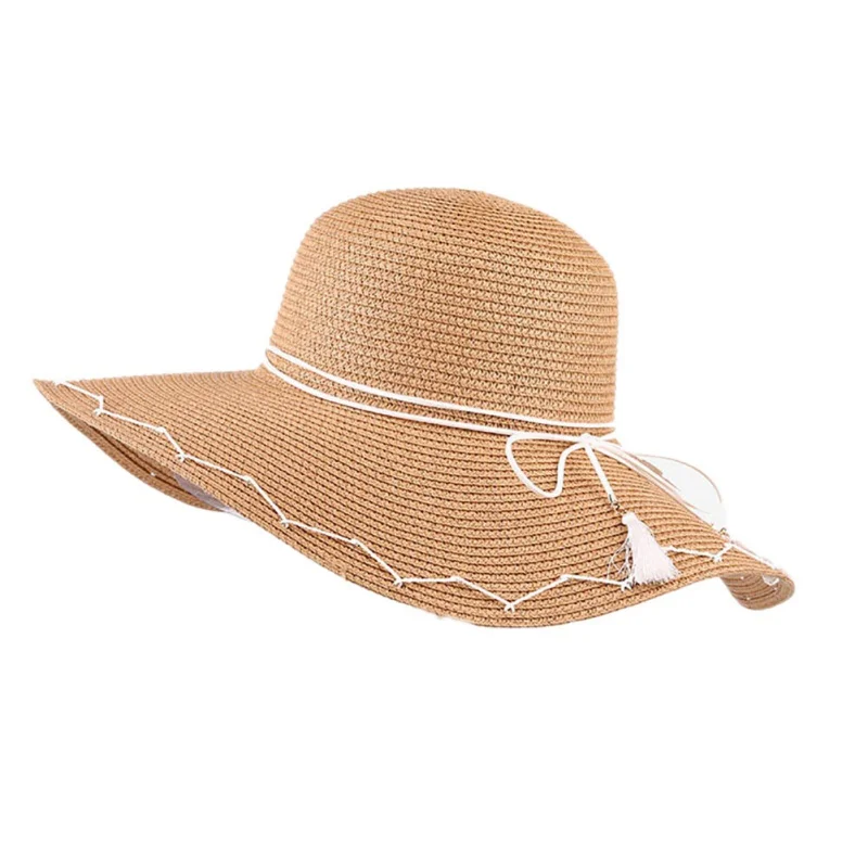 Летняя шапка с вышивкой большой край Дамская Летняя соломенная шляпа Молодежные шляпы для женщин тени солнцезащитные пляжные кепки для отдыха - Цвет: Зеленый