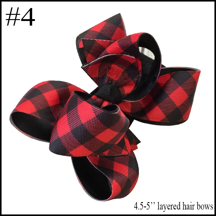 free shipping 10pcs Buffalo Plaid bows christmas Hair Bows With Clips plaid Kids Girls Princess Handmade Boutique bows