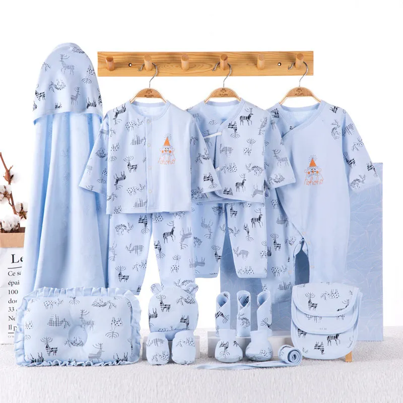 19 шт., комплект для малышей, одежда для мальчиков и девочек возрастом до 6 лет хлопок, костюм для младенцев Одежда для маленьких девочек комплекты одежды для малышей - Цвет: Blue