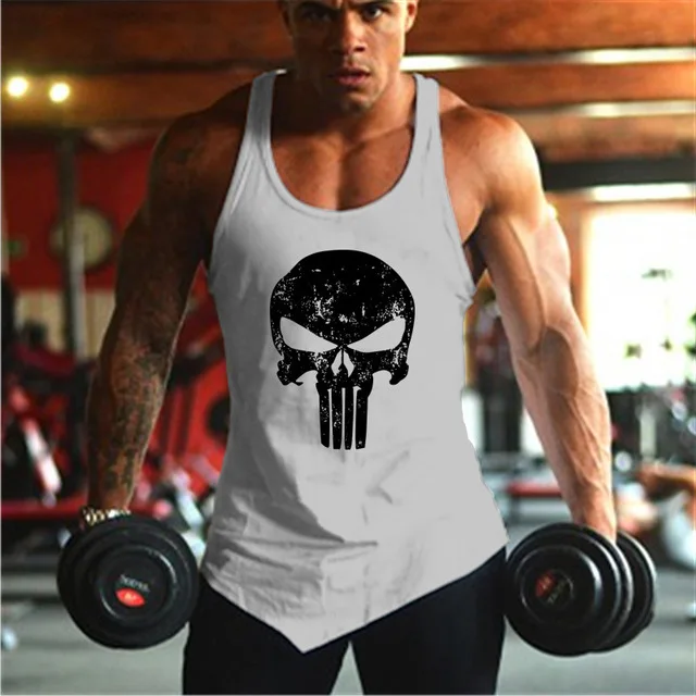 

2019 new summer cotton sports running vest round neck irregular hem printing vest