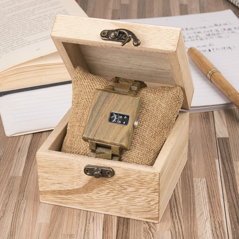 BOBO BIRD Classic Wood Watch Men Wristwatch erkek kol saati Male Quartz Square Watches In Wood Box Relogio Masculino V-R23