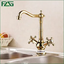 FLG European Aristocratic Cold And Hot With Porcelain Gold Kitchen Faucets Vegetables Kitchen Sink Dropshipping Water Taps 830K