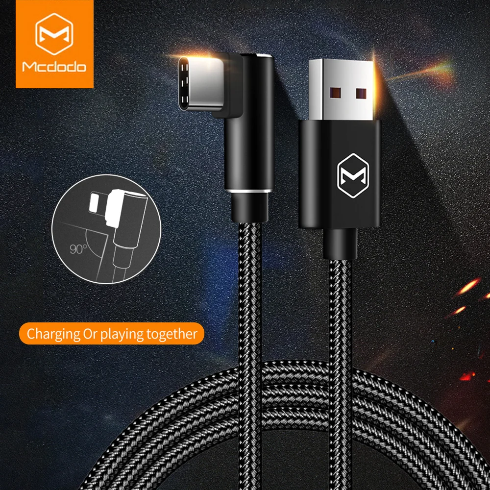 MCDODO Тип USB C кабель макс 5A быстрой зарядки для Samsung S8 плюс Xiaomi 90 градусов обратимой c