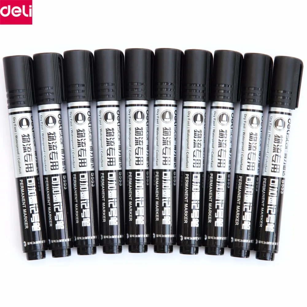 Deli 1.5mm Fast Dry Waterproof Permanent Sign Marker Pens for Fabric