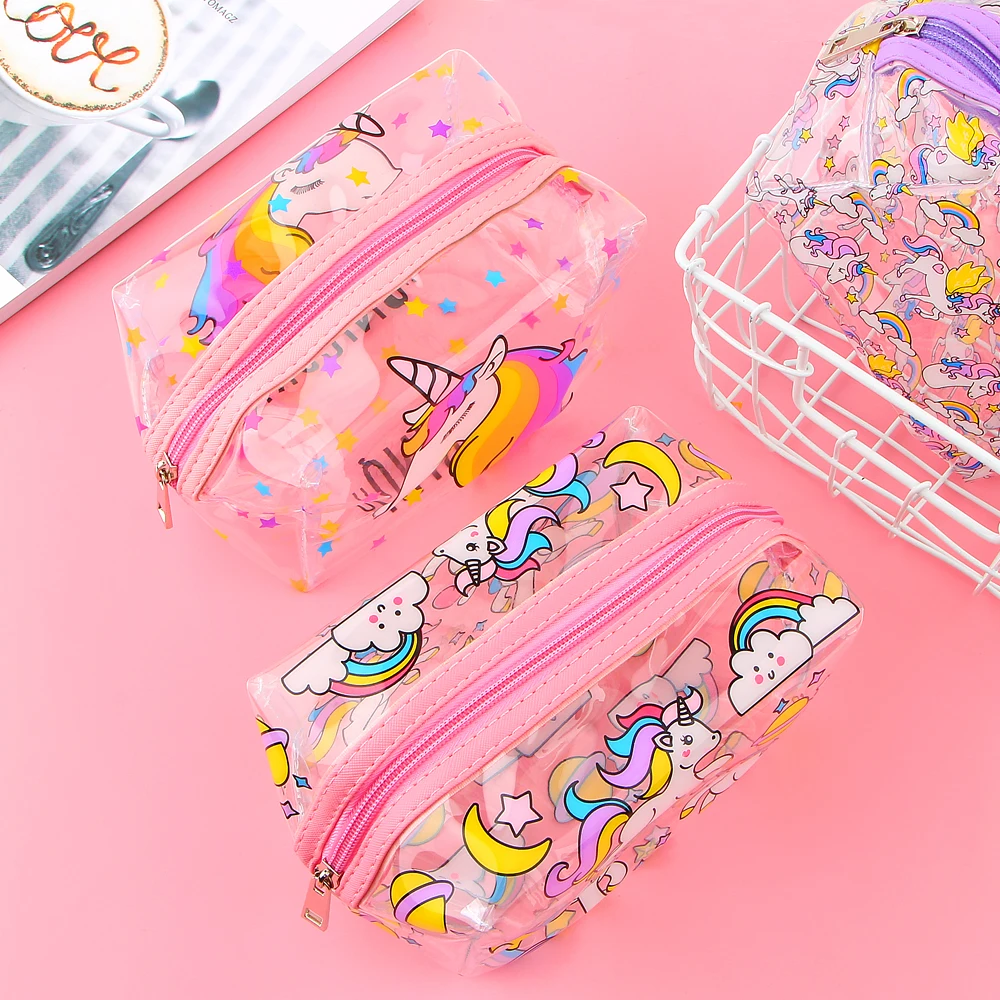 

Unicorn Transparent Pencil Case Kawaii School Supplies Stationery Gift Cute Pencil Box Office School Tools Pencil Cases