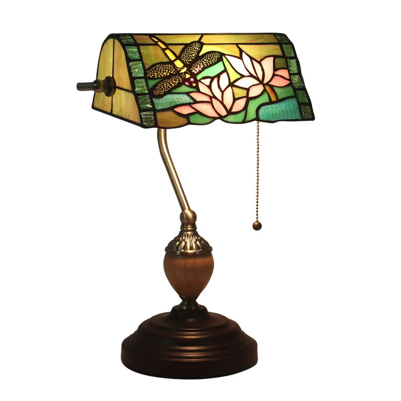 Antique Nordic Art Deco Turkish Mosaic Rustic Stained Glass Red Bedroom Bedside Desk office Table Lamp Light For Living Bed Room