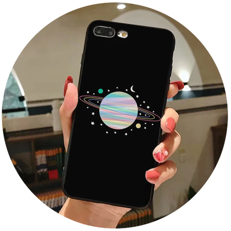 sky Space planet Black and white sun Moon stars TPU soft Silicone Cover Case  (11)
