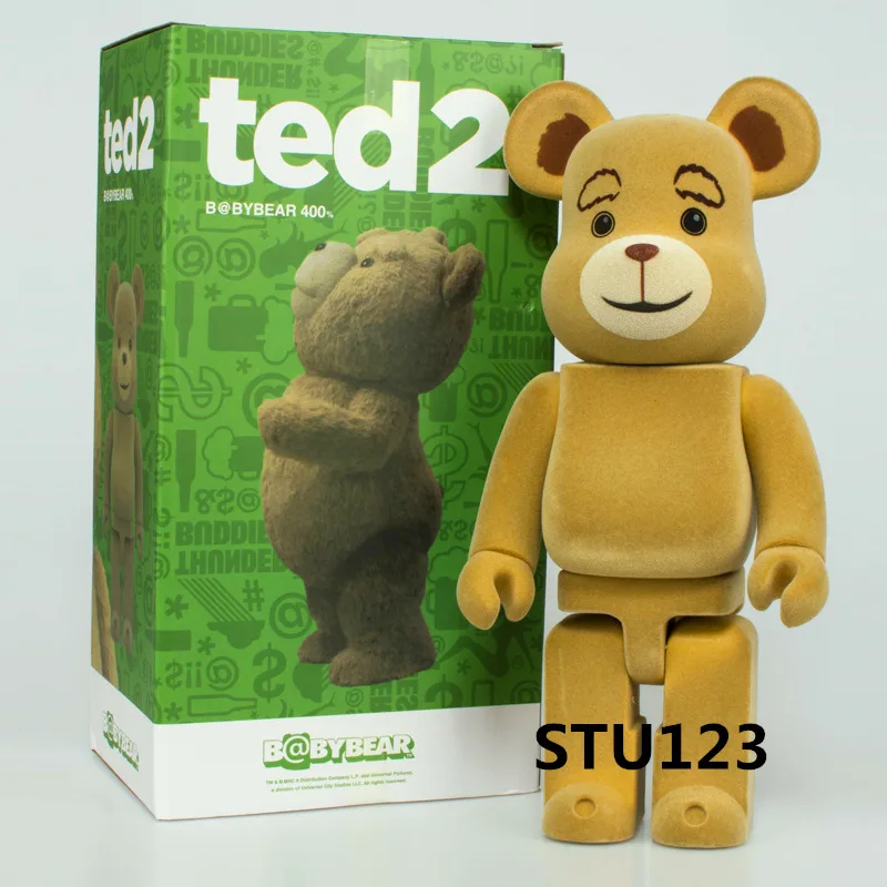 

11 Inches Bearbrick 400% Be@rBrick Flocking ted2 Bear PVC Action Figure Collectible Model Children's puzzle Toys Box 28cm N595