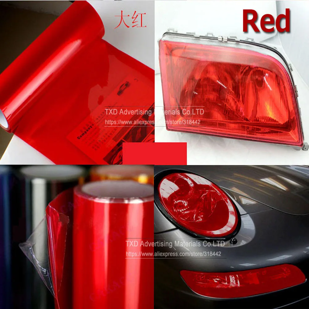 

1pc Auto 0.3x9m/Roll Red headlight Sticker Red Fog Light HeadLight Tail Light Tint Vinyl Film Sheet Car Decoration Decals