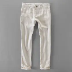 ICPANS Хлопок Льняные Мужские штаны Лето 2019 свободные тонкие повседневные штаны мужские белые ботильоны длина шаровары брюки для мужчин s