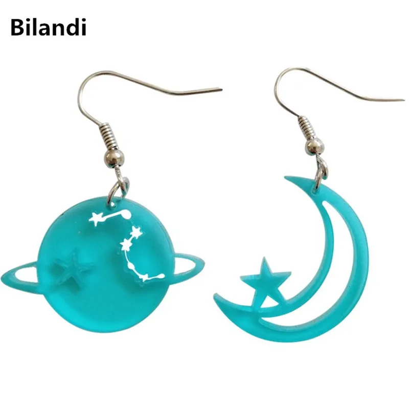 

Planet moon pendant leaves acrylic earrings resin pendant female jewelry