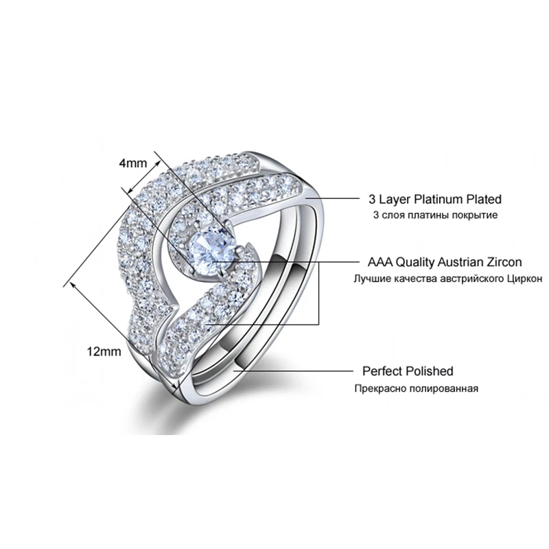 ORSA JEWELS Women Luxury Ring Silver Color Ring AAA Quality Cubic Zircon Perfect Polish Promise Gift For Women Jewelry AOR49