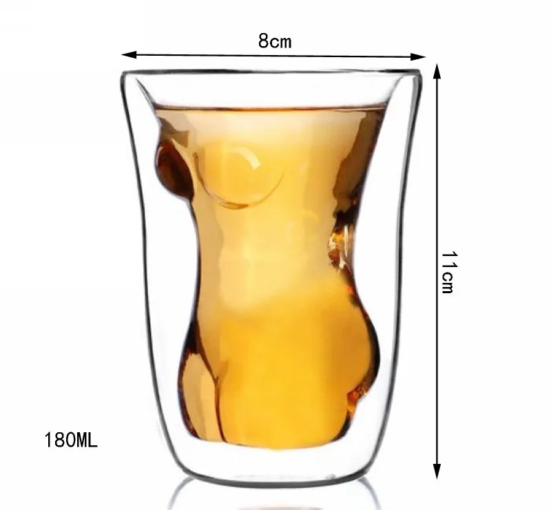 Новинка, термостойкая Сексуальная Женская чашка с двойными стенками, стеклянная чашка для кофе, вина, виски, прозрачная стеклянная чашка с двойными стенками для чая