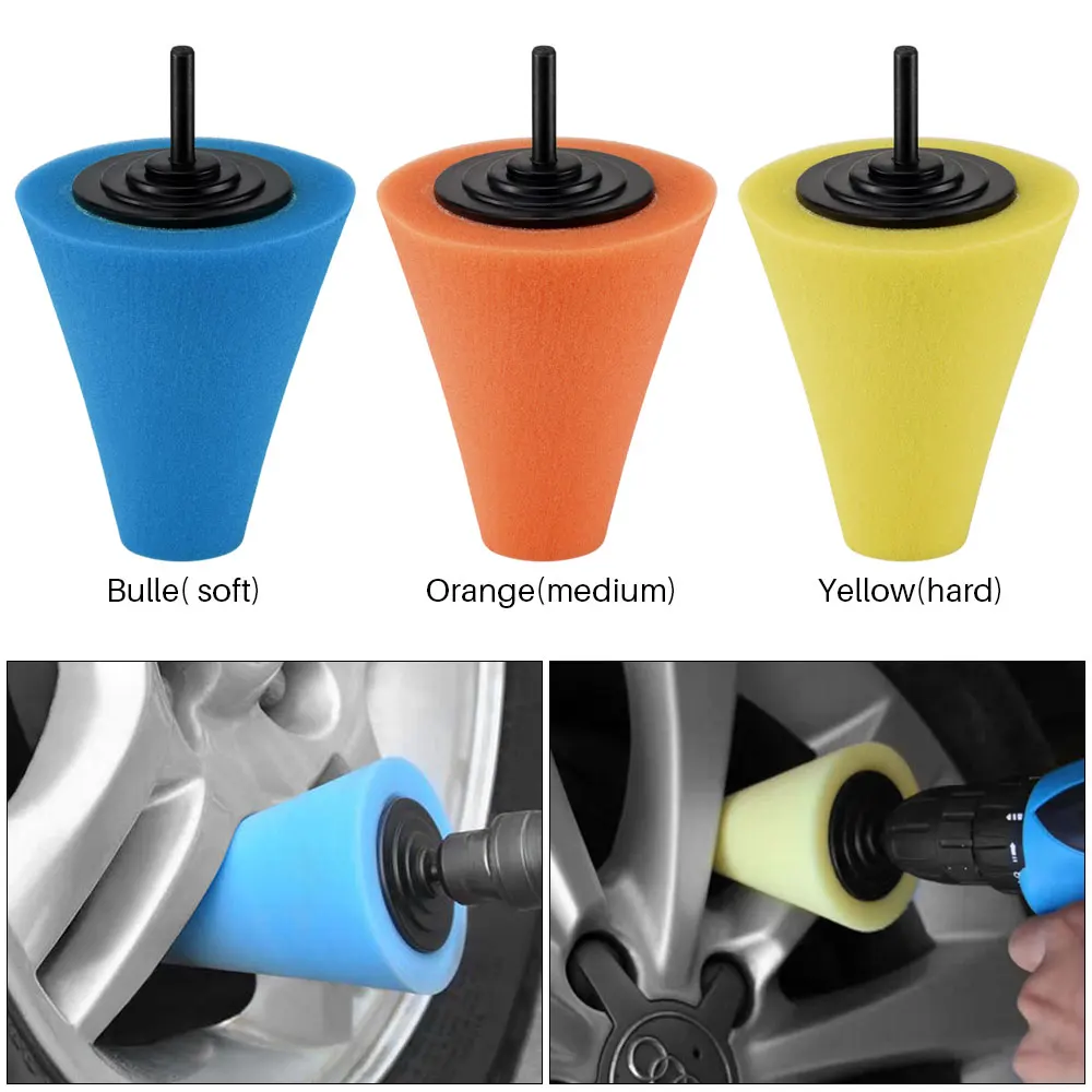 Vingtank Cone Shaped Car Buffing Pads Polishing Sponge Cone Metal Foam