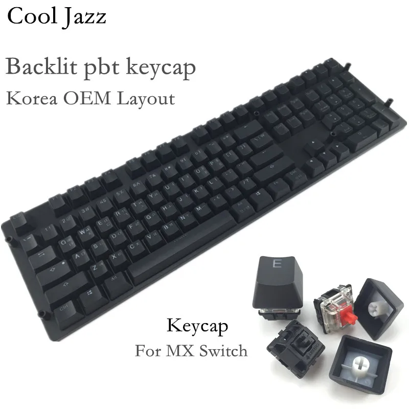 Крутая двойная черная Толстая клавиатура Jazz PBT ANSI Корейская раскладка 108 колпачки