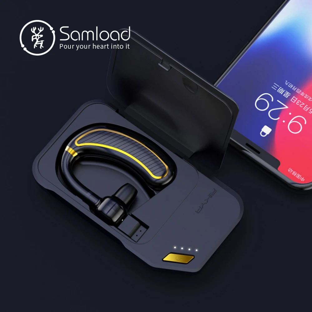 

Samload Business Bluetooth 4.1 Headset Wireless Earphone Hands-free 20 Hours Call Time with 800mAh Charge Box For iPhone Xiaomi