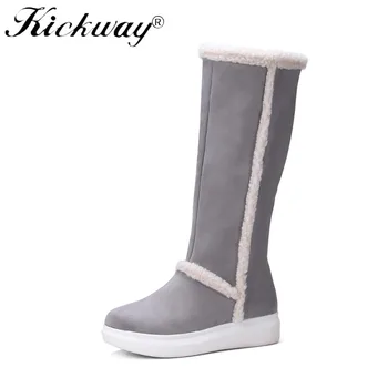 

Kickway 2018 Newest snow boots for women shoes Buckle high quality winter boots solid waterproof Non-slip bottom flock shoes