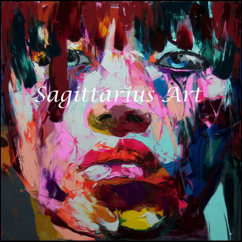 

Francoise Nielly Designer Cool Face Art Hand Painted Palette knife Untitled 173 Oil painting canvens Bedroom hallway Wall Decor