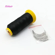 1 рулон черный нить для плетения высокая прочность Инструменты для завивки волос нейлоновой нити с подарком 24 шт. C Тип изогнутые иглы