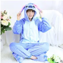 Lilo and stitch onesie унисекс Комбинезоны для влюбленных теплые флисовые