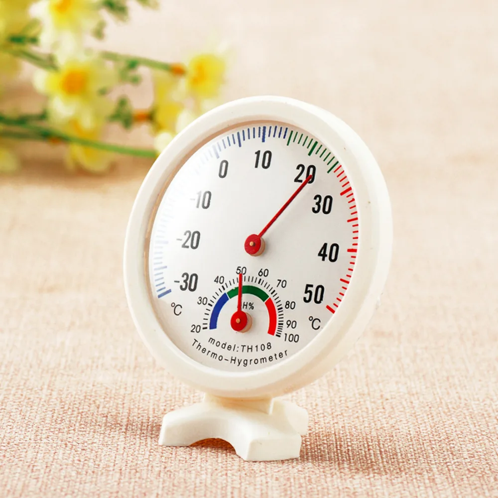 Thermometer Hygrometer Mini Round Clock shaped Measuring Indoor Outdoor
