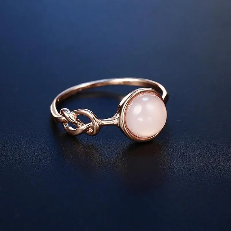 18K Rose Gold Filled Gorgeous Women Pink Moonstone Gemstone Ring Wedding Sz 6-10