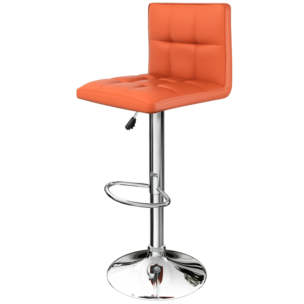 LANGRIA набор из 2 газовых подъемников, регулируемые по высоте поворотные стеганые барные стулья из искусственной кожи, стулья с хромированным основанием и подставкой для ног, офис - Цвет: Orange