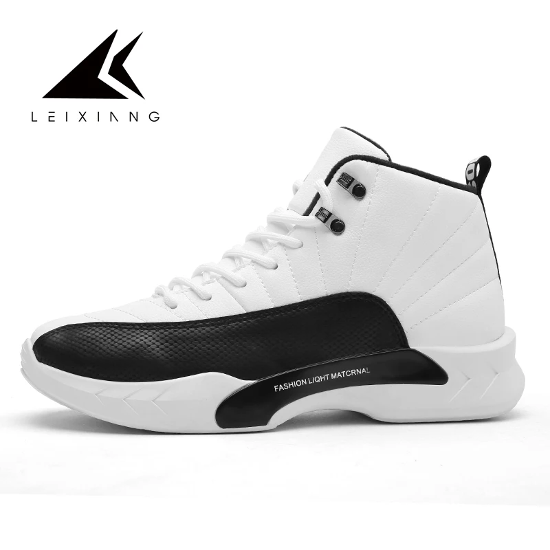 Black White Basketball Shoes Men Sneakers Shoes High top Lace up Ankle