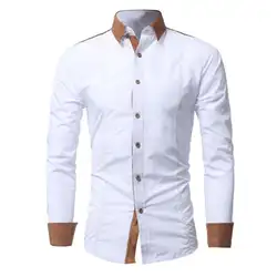Новая модная мужская рубашка тонкая приталенная хлопковая с длинным рукавом контрастная цветная строчка Повседневная рубашка оптовая