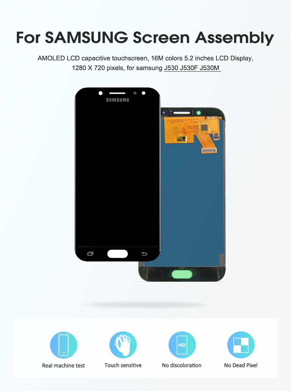 Тест J530 lcd для samsung J5 дисплей кодирующий преобразователь сенсорного экрана в сборе Замена J5 Pro J530 J530F lcd регулируемый