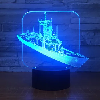 

Frigate Ship Carrier 3D 7 Color Lamp Visual Led Night Lights For Kids Touch Usb Table Lampara Lampe