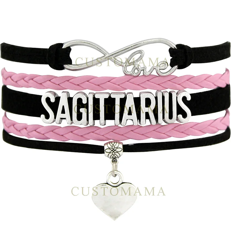 (10 PCS/lot)Custom Infinity Love Sagittarius Bracelet The Zodiac Sign
