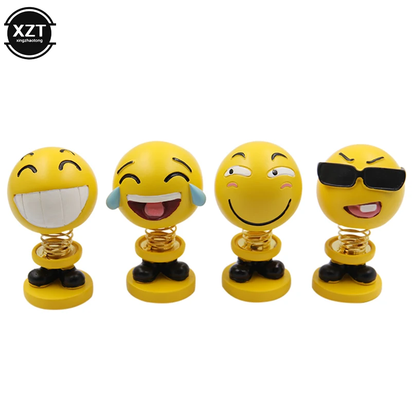 

Car Emoji Shaker Ornaments Funny Spring Toy Interior Accessories Auto Decors Shaking Head Doll