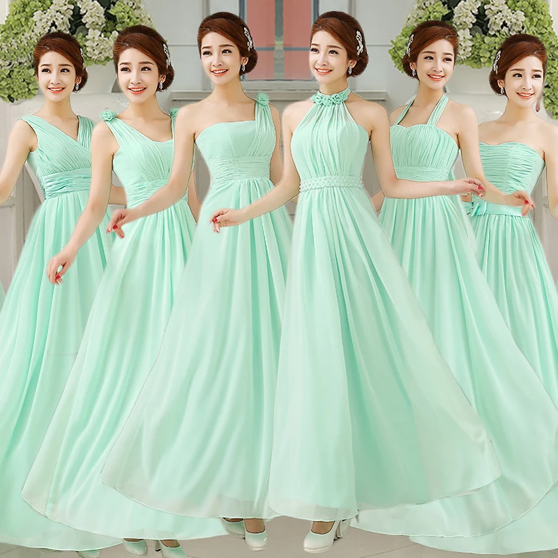 Robe de mariage2017 new chiffon 6 style a line lavender mint green bridesmaid dresses long plus size cheap Wedding guests dress