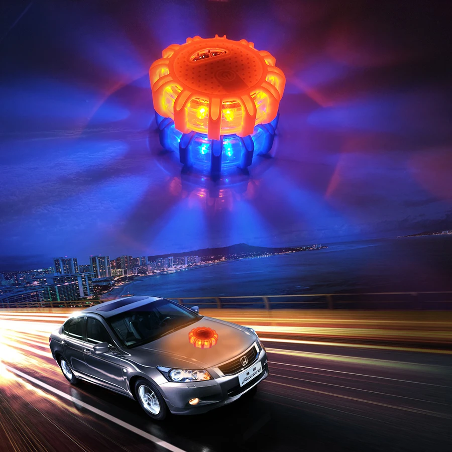 

Geoeon LED Emergency car Lights Road Flares Warning Night Lights Roadside Disc Beacon Red Blue Led Police road Led Light