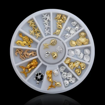 

Tignish 1 Wheel Mix Nail Marine Life Metal Rivet Rhinestones Decorations 3D Nails Art Tips Sticker Manicure DIY Tools
